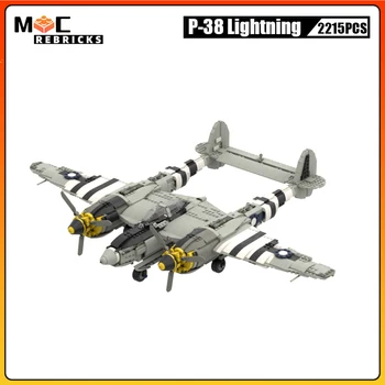 WW II forței Aeriene a Armatei SUA P-38 Lightning Luptător-Bombardier MOC Arme Militare Bloc Avion Model de Cărămizi Jucării pentru Copil
