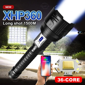 XHP360 de Mare Putere cu Led Lanterne Reincarcabile Lumina XHP90 Lanternă Tactică 18650 Baterie de Muncă Camping Lumina
