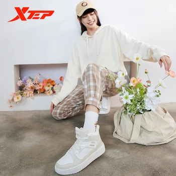 Xtep [Mu Bai] Femei Adidași de Moda High Top Platforma Pantofi de Sport Non-alunecare în aer liber de Mers pe jos Pantofii de alergat 878318310027