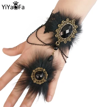 YiYaoFa Handmade Vintage Negru Gotic cu Blană, Dantelă Brățări Accesorii pentru Femei Brățări & Brățări Brățări LB-92
