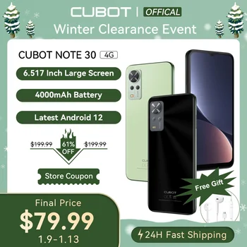 În Premieră mondială,Cubot Nota 30, Smartphone Android, procesor Octa-core, 4GB+64GB(256GB Extins), 6.517-Inch Ecran, 4000mAh, 20MP,Dual SIM