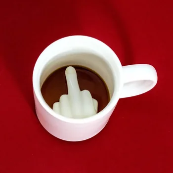 1 BUC Amuzant, Creativ, Design Alb Degetul Mijlociu Stil Noutate Amestec de Cafea cu Lapte Cupa Amuzant Cana Ceramica Capacitate Suficientă Cana de Apa