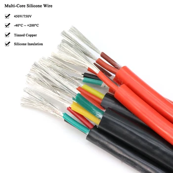 1M Mp 0.3 0.5 0.75 1 1.5 2 2.5 4 6mm Silicon Moale de Cauciuc Cablu 2 3 4 6 Nuclee Izolate de Cupru Flexibil de Înaltă Temperatură de Sârmă