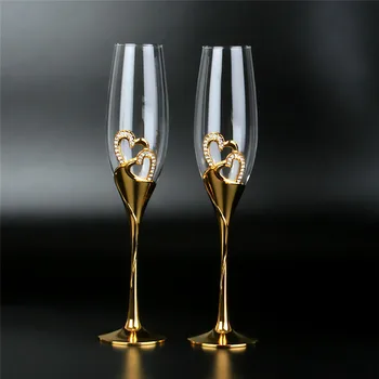 200ml de Cristal Pahare de Sampanie Cuplu Cadou de Nunta Petrecere de Sticlă, Pahare de Cristal Bar Consumabile Pahare de Aur, Pahare de Vin Set