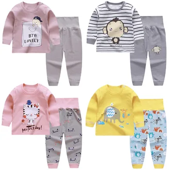 2022 Nou-născut Copii Băieți Fete Pijama Seturi de Desene animate cu Maneci Lungi Drăguț T-Shirt Topuri cu Pantaloni Copilul copil de Dormit Toamna Haine