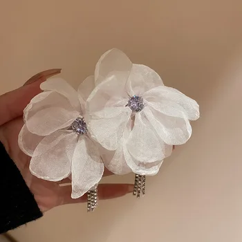 2022 Nouă Pânză Albă Floare Mare Cercei Pentru Femei Bijuterii Boemia Simulate Perla Bowknot Ciucure Pendientes Brincos