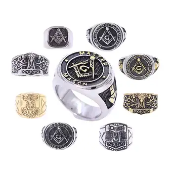 2022 Vinde Bine en-Gros de Înaltă Calitate Moda Bijuterii Vintage Metal Inel Masonic Personalizate 3D Masonice Totem Inele Pentru Barbati