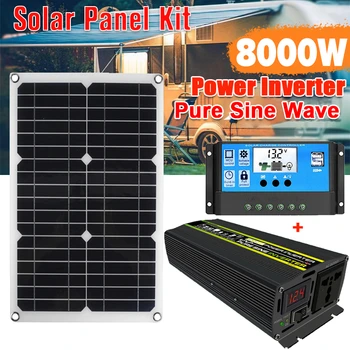8000W Undă Sinusoidală Pură Sistem Solar Invertor de Putere Set de Val Invertor de Putere Panou Solar 12V La 110/220V Generator Solar Portabil