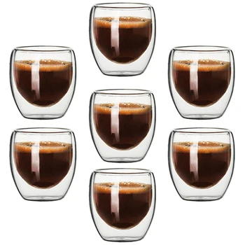 80ML Perete Dublu Pahar Transparent Manual Rezistente la Căldură Bea Ceai Cupe MINI Whisky Ceașcă de 100 de grade celsius Ceașcă de Cafea Espresso