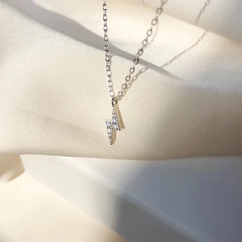 Argint 925 Personalitate Temperament Colier de Diamante pentru Femei Bijuterii de Moda Fulger Pandantiv Zircon Spumante Cravată