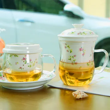 Ceramica Ceașcă De Ceai Cu Capac Filtru De Ceai Verde Porțelan Sticlă Ceașcă De Călătorie Ceașcă De Ceai Teaware Apă Cana Cana Ceainic Office Acasă Drinkware