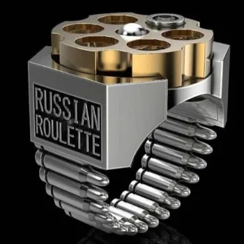 Creative Ruleta ruseasca Glonț în Formă de Inel Bărbați Stilul Punk Două-ton Inel Vintage Punk Bijuterii de Argint, Inel de en-Gros