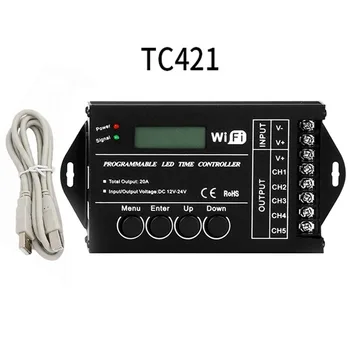 DC 12V 24V Timp programabil cu LED-uri RGB Controller TC420 TC421 5 Canal de Ieșire Totală 20A Anod Comun Programabile Controler cu LED-uri