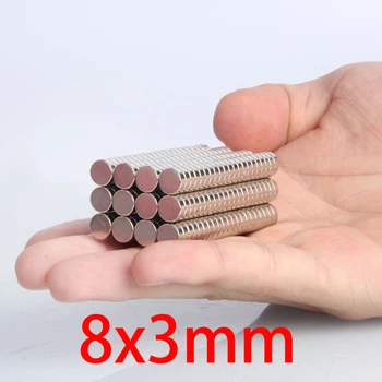 De Vânzare la cald 10/20/50/100 BUC 8x3 pământuri Rare Magnet Puternic Diametru 8x3mm Mici, Rotunde Magnet 8x3 Permanent Magnet Neodim D8*3mm
