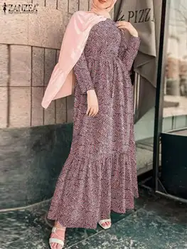 Femei Casual cu Maneci Lungi Florale Imprimate Rochie ZANZEA Elegant Musulman Caftan 2022 Boem Dubai Turcia Abaya Petrecere de Vacanță Caftan
