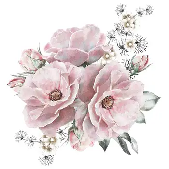 Flori de bujor Decalcomanii de Perete Floral Autocolante de Perete Floare Flori Roz Tapet Detașabil Florale, Decor de Perete Autocolant pentru Camera de zi