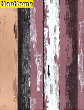 HaoHome Retro Multicolor Stripe Tapet Maro-Roșcat Coji de fructe și Stick Tapet Auto-Adeziv Tapet Spațiu Decorativ din Vinil