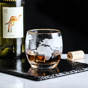 Harta Lumii Whisky Pahar De Vin Vaso Sticlă Transparentă Bere, Vodca, Brandy Sticlărie Bar Personalitate Pahar De Vin Concis Cesti De Apa