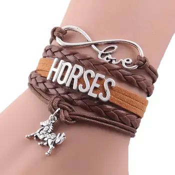 Infinity iubesc CAII femei brățară farmecul cal din piele panglica folie de bratari handmade & brățări pentru femei bijuterii accesorii
