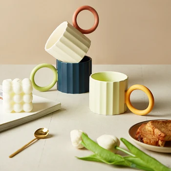 Japoneze Ceramice Multi-culoare Maner de Unda Cana de Cafea Ceai Lapte Cana de Apa Drinkware Două Căni Creativ Cadou de Ziua de nastere