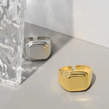 Japonia, Coreea de S925 argint inel de sex feminin geometrică pătrat inel neted deschiderea personalitate ins vânt inel de mână en-gros