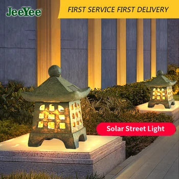 JEEYEE 2022 în aer liber, Etaj Curte Rășină Lampă Solară Palatul Felinare Chineză Clasică în aer liber, Solar Pagoda Felinar de Gradina Lumina