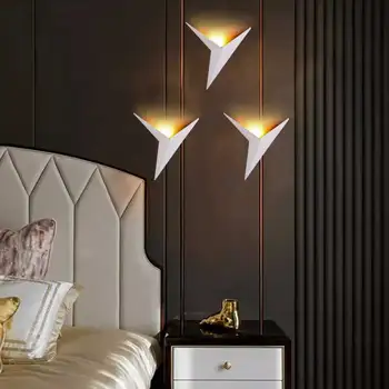 LED Lampă de Perete din Metal Lumina de Noapte Moderne Pasăre Triunghi Lămpi Dormitor, Camera de zi Scări Lumini de Perete Nordic Interioară de Iluminat Simplu