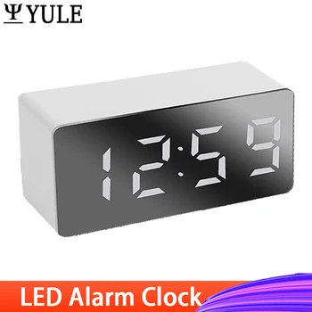 LED-uri Ceasuri de Alarmă Oglindă Ceas de Masa Digital cu Alarma Snooze Timp de Afișare Lumina de Noapte USB Desktop Ceas Digital Home Decor Ceasuri