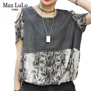 Max LuLu 2021 Vara Noi Stilul Streetwear Femei Leopard Mozaic Tricouri Femei O-Neck Vintage Teuri De Sex Feminin Punk Topuri Supradimensionate