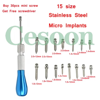 Mini Implanturile dentare Micro Șurub din Oțel Inoxidabil Ortodontic Șurubelniță Auto de Foraj Fir Anchor Unghii Auto-Inregistrari 6/8/10 mm
