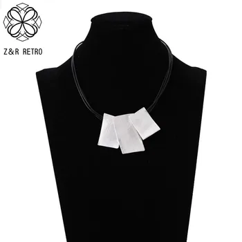 Moda coreeană Suspensie de Culoare Argintie Pătrat Lung Collares Lanțuri Neckalce pentru Femei Vintage Pandantive Trend Produse Goth