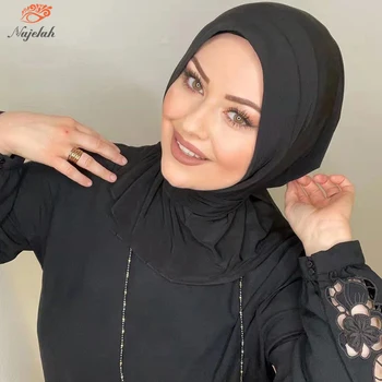 Musulman Modal Hijab Abaya Șal Hijabs Pentru Femeie Islamic Abaya Moda Rochie De Femei Jersey Eșarfă Turbane Folie Cap Instant Turban