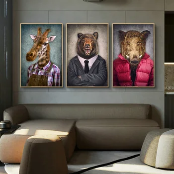 Nordic Art Girafa Animalelor Lucrător în Haine de Pânză de Artă Postere Si Printuri Abstracte Panza Picturi Pe Perete Imagini de Artă