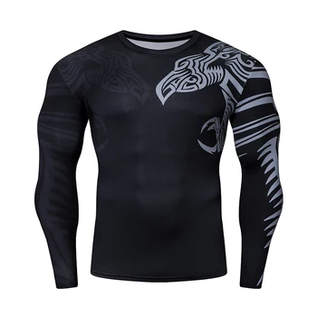 Noul Brand de Moda de Înaltă Calitate de Vânzare la Cald pentru Bărbați T-Shirt, Cu Eșarfă Lungă Maneca 3D Imprimate de Compresie Tricouri Funcționare Sport Topuri