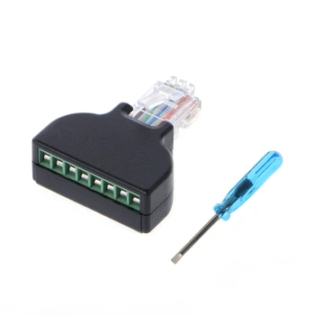 OOTDTY RJ45 Ethernet de sex Masculin La 8 Pin AV Terminale cu Șurub Adaptor Convertor Bloc Plug CCTV