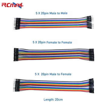 RCmall 300Pcs Dupont Sârmă Panglica Cablu 20cm de sex Masculin la Feminin Masculin Feminin Masculin Feminin Breadboard Cablurile de legătură pentru arduino