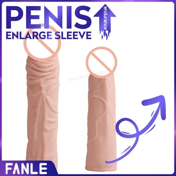 Reutilizabile Extensie a Penisului Silicon Lichid Penis Sleeve Penis de Extindere a Acoperi Intarziere Ejaculare Jucării pentru Bărbați