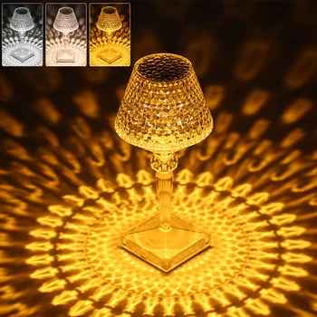 Reîncărcabilă Cristal de Proiecție, Lumini de Noapte Noptiera Touch Diamond Lămpile de Masă, Bar, Restaurant Decor LED Cristal Lampă de Noapte