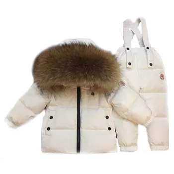 Rus Iarna in Costum de Super Cald Copii Costume de Iarnă 2-9Y Baieti Fata de Rață în Jos Jacheta Set Haine Copii Snow Purta
