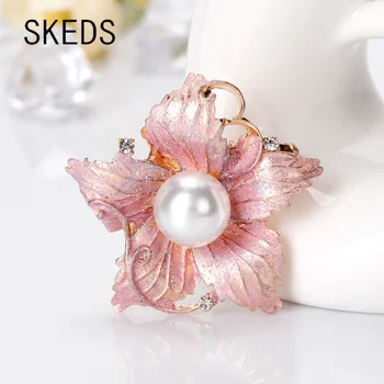 SKEDS Moda Pearl Floare Roz Broșe Pentru Femei Elegante Stras Brosa Ac de Îmbrăcăminte, Accesorii de Petrecere Nunta Bijuterii Cadou