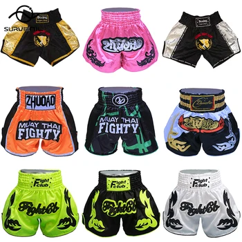 Thai Box, Pantaloni de Muay Thai Fightwear Bărbați Femei Băiat Fată Muaythai Grappling Meci de Kickboxing Uniformă de Formare MMA Boxer Pantaloni