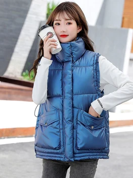 Toamna Iarna 2022 Noi Femeile Veste Fără Mâneci Sacou Cald Moda Simplu De Bumbac Căptușit Puffer Solid Coreean Vesta De Sex Feminin