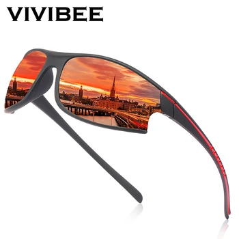 VIVIBEE Oglindă Roșu Polarizat ochelari de Soare Sport Ciclism Bărbați Ochelari de protectie UV400 Alpinism Femeile în aer liber Elasticitatea Ochelari de Soare