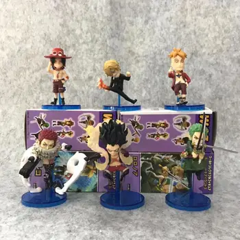 WCF 6pcs/set Anime One Piece Luffy Treapta 4 Zoro Sanji Charlotte Katakuri Ace Marco Figurine Jucarii